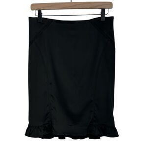 Y2K Bebe Black Ruffle Hem Skirt – Size 6, Made in USA, Vintage Clubwear